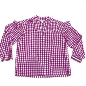 10 Crosby Derek Lam Magenta Gingham Kaena Ruffle Blouse 6